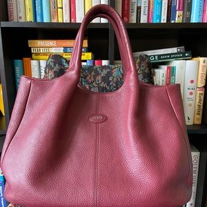 Tod’s 24hr Shopping Tote Media in Red with Silver Hardware - Good Used Condition